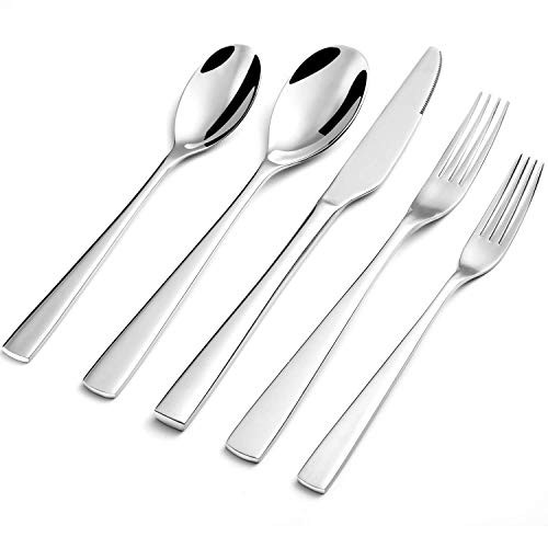 KEAWELL 20Piece 1810 Heavy Duty Stainless Steel Flatware with Square