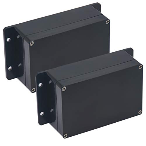 Raculety 2 Pack Project Box IP65 Waterproof Junction Box ABS Plastic Black Electrical Boxes DIY Electronic Project Case Power Enclosure with Fixed Ear 622 x354 x236 inch158x90x60mm