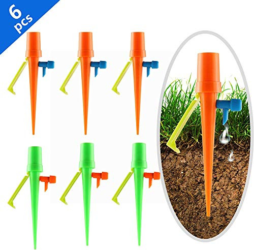 6 Pcs Self Watering Spikes Plant Adjustable Automatic Watering Devices Dropper Drip Irrigation System with Slow Release Control Valve Switch for Indoor Outdoor Plants 6 Pcs Self Watering Spikes Plant Adjustable Automatic Watering Devices Dropper Drip Irrigation System with Slow Release Control Valve Switch for Indoor Outdoor Plants