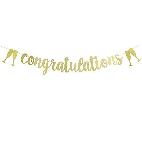 Congratulations Banner  Graduation Wedding Engagement Bridal Shower Baby Shower Housewarming Party Banner Sign2020 Pennant Flags Garland Photo Props for Graduation Party FavorsGold Glitter