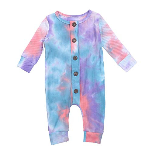 Infant Baby Girl Boy One Piece Romper Tie Dye Long Sleeve Bodysuit Jumpsuit Pajamas Fall Outfits Rainbow 06 Months