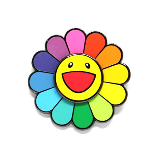 Happy Flower Spinning Hard Enamel Lapel Pin 15 Rainbow