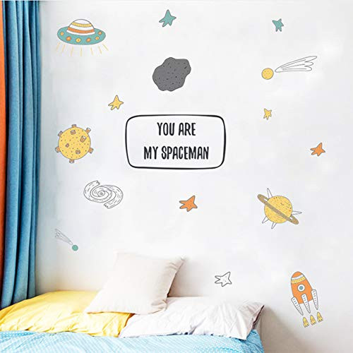 You are My Spaceman Wall Decals  Space Explorer Decorative Peel  Stick Wall Art Sticker Decals  Outer Space Star Rockets Stickers Removable Space Wall Decal for Kids Nursery Bedroom Living Room