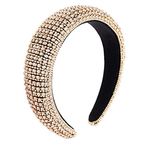 XOCARTIGE Rhinestone Padded Headbands for Women Bejewelled Velvet Headband Rainbow Crystal Embellished Wide Hairband Sparkling Hair Accessory for Wedding Parties Style D XOCARTIGE Rhinestone Padded Headbands for Women Bejewelled Velvet Headband Rainbow Crystal Embellished Wide Hairband Sparkling Hair Accessory for Wedding Parties Style D