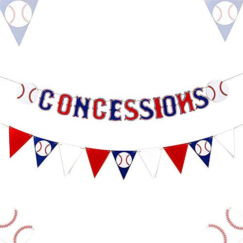 SaNavie 2 Pack Concession Stand Decorations Baseball Banner Pennant Baseball Theme Gender Reveal Banner Baseball Party Supplies for Sports Birthday Party Decorations