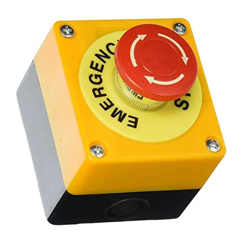 Emergency Stop Push Button Switch Station POCADOM Push Button Station 660V 10A 1NO 1NC Red Sign Mushroom Emergency