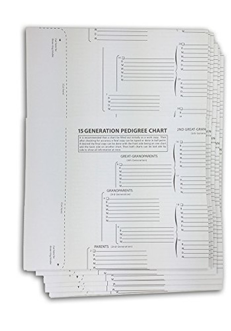 TreeSeek 15 Generation Pedigree Chart | 5 Pack | Blank Genealogy Forms for Family History and Ancestry Work