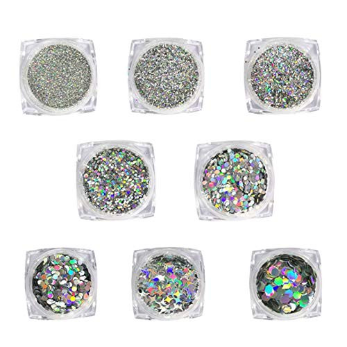 Holographic Nail Art Glitter Sequins Kit Bagvhandbagro 8 Boxes Nail Polish Glitter Nail Glitter Flakes Nail Sequins Manicure Paillettes Holographic Chrome Nail Powder for Nails Art Decoration Holographic Nail Art Glitter Sequins Kit Bagvhandbagro 8 Boxes Nail Polish Glitter Nail Glitter Flakes Nail Sequins Manicure Paillettes Holographic Chrome Nail Powder for Nails Art Decoration
