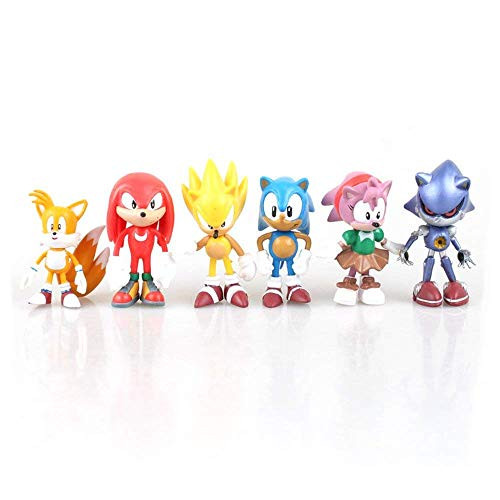 6 Pcs Sonic The Hedgehog Action Figures Cake Toppers 24? Children Mini Toys Cupcake Toppers for Birthday Party Supplies