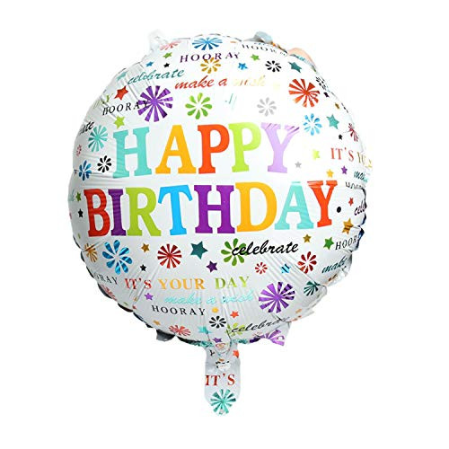 Happy Birthday Foil Balloons Round Shape Foil Mylar Balloons Floating Balloon for Birthday Party 18inch 6Pcs