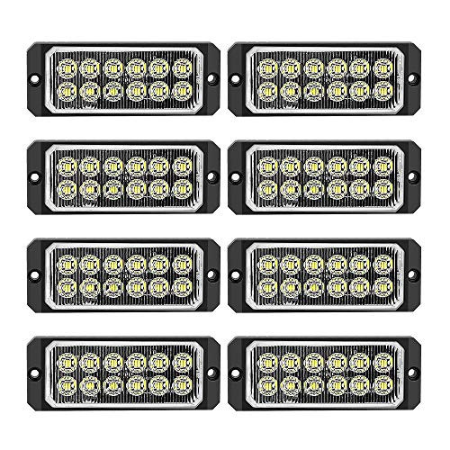 WINBANG 8pcs Emergency Strobe Lamps 12LED Surface Mount Flashing Lights for Truck Car Vehicle LED Head Emergency Beacon Hazard Warning light 12V24V Universal Car AccessoriesAmber