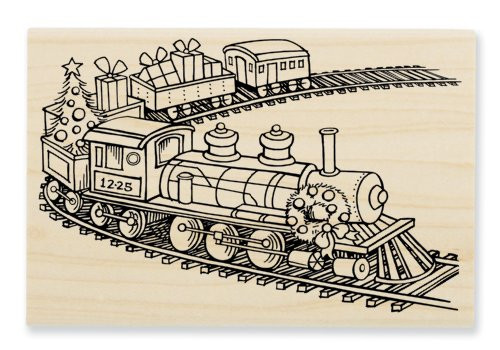 STAMPENDOUS, Wood Handle Stamp, Toy Train