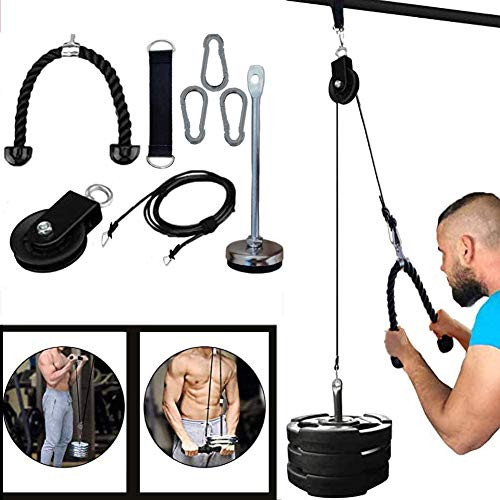Forearm Wrist Roller Trainer Muscle Strength Blaster Exerciser with LAT Pulldown and Heavy Duty Lift Pulley Cable System for Bicep CurlsTriceps Extensions Fitness Weights Grip Workout