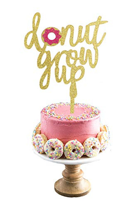Gold Acrylic Donut Grow Up Glitter Cake Topper for Baby Shower Kids First Birthday Party Decorations by Ucity Gold Acrylic Donut Grow Up Glitter Cake Topper for Baby Shower Kids First Birthday Party Decorations by Ucity