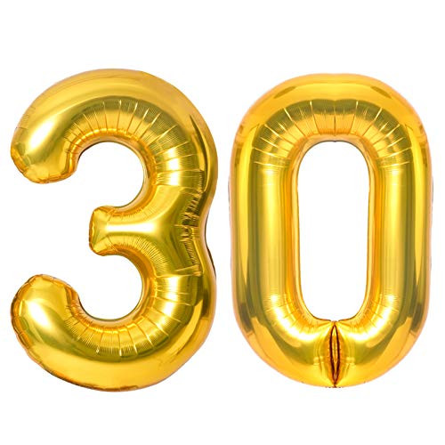 Gold Number 30 Birthday Party Balloons 40 Inch Foil Mylar Large Numbers Balloon for 30th Anniversary Celebration Decoration Gold Number 30 Birthday Party Balloons 40 Inch Foil Mylar Large Numbers Balloon for 30th Anniversary Celebration Decoration