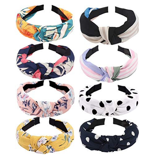 Whavel 8 Pack Wide Headbands Knot Turban Headband Cloth Cross Hair Band Elastic Plain Fashion Hair Accessories for Women and Girls Whavel 8 Pack Wide Headbands Knot Turban Headband Cloth Cross Hair Band Elastic Plain Fashion Hair Accessories for Women and Girls