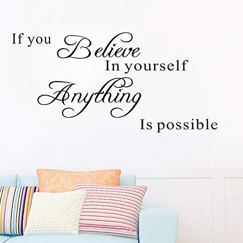 If You Believe in Yourself Anything is Possible Wall Stickers Motivational Saying Wall DecalInspirational Quotes Stickers Set for Home Office Decorations