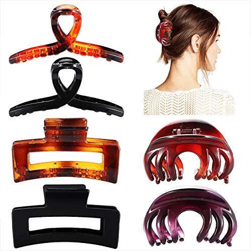 PAHLIN 6PCS Large Hair Claw Clips for Women Girls Nonslip Acrylic Tortoise Shell Hair Catch Barrettes Jumbo Hair Jaw Clamps Strong Hold for Thick Long Hair PAHLIN 6PCS Large Hair Claw Clips for Women Girls Nonslip Acrylic Tortoise Shell Hair Catch Barrettes Jumbo Hair Jaw Clamps Strong Hold for Thick Long Hair