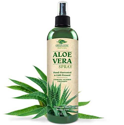 Green Leaf Naturals Organic Aloe Vera Gel Spray for Skin Hair Face After Sun Care and Sunburn Relief  998 Organic  100 Pure and Natural Skin Care Moisturizer  Unscented 8 ounces