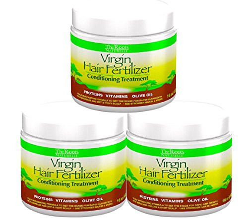 The Roots Naturelle Virgin Hair Fertilizer Conditioning Treatment Helps Strengthen Hair Promote Rapid Hair Growth and ProtectRestore Damaged Hair 3 Jar 48oz