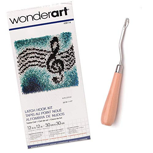 Wonderart Latch Hook Kit with Latch Hook Treble Clef 12 x1 2 in 2pc Bundle