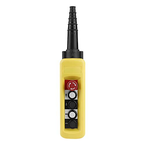 4 Directions Hoist Push Button Switch 4 Buttons Crane Lifting Pendant Controller with Emergency Stop Button for Hoist and Crane