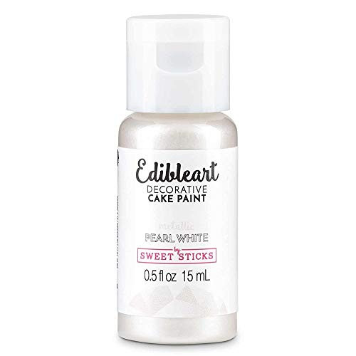 Sweet Sticks Edible Art Decorative Cake Paint 05 Ounce 15 Milliliters Metallic Pearl White