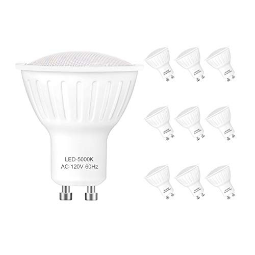 10 Pack Led Mr16 Gu10 bulbs Dimmable 5000K Daylight Equivalent Halogen 50w Light Bulb 500lm GU10 bipin Base Spotlight for Track Recessed Lighting 10 Pack Led Mr16 Gu10 bulbs Dimmable 5000K Daylight Equivalent Halogen 50w Light Bulb 500lm GU10 bipin Base Spotlight for Track Recessed Lighting