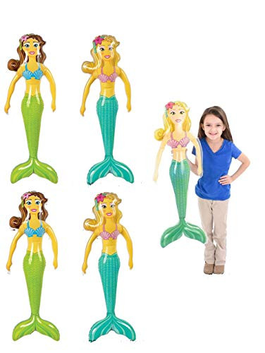 Adorable Set of 4 Inflatable Mermaids 36in  OceanParty FavorDecorGiftPrizeAriel Littlest Giveaway