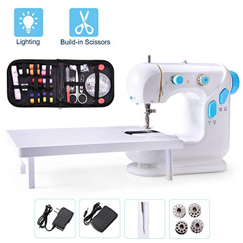 Suteck Mini Sewing Machine for Beginners Portable Electric Sewing Machines with Extension Table with 68pcs Sewing Kit
