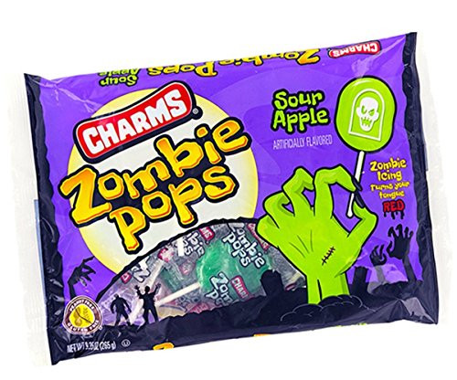 Halloween Charms Sour Apple Candy Zombie Pops 91 oz