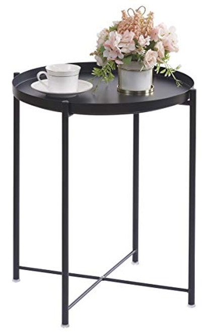 Ovicar Tray Metal End Table Round Accent Coffee Folding Side Tables AntiRust and Waterproof Small Table Modern Sofa Side Tables for Living Room Balcony Bedroom and Bedside Ovicar Tray Metal End Table Round Accent Coffee Folding Side Tables AntiRust and Waterproof Small Table Modern Sofa Side Tables for Living Room Balcony Bedroom and Bedside
