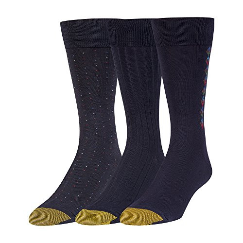 Gold Toe Mens Big and Tall Dress Crew Socks 3 Pairs navy Shoe Size 1216