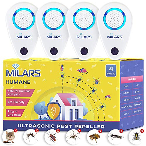 Milars Group Pest Repellent Ultrasonic Plug in  Electronic Pest Control Devices Mosquito Repellent Plug in  Ultrasonic Pest Repeller Plug in for Mice Spider Bug Rodent Insect Ant Roach  4 Pack