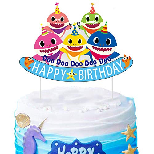 SAKOLLA Cute Shark Birthday Cake Topper Little Shark Happy Birthday Cake Picks for Shark Theme Birthday Party Baby Shower SAKOLLA Cute Shark Birthday Cake Topper Little Shark Happy Birthday Cake Picks for Shark Theme Birthday Party Baby Shower