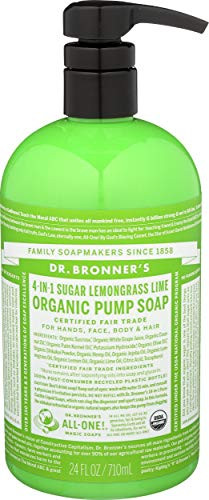 Dr Bronners Organic Lemongrass Lime Sugar Soap 4in1 Organic Pump Soap for Home and Body 24 Ounce