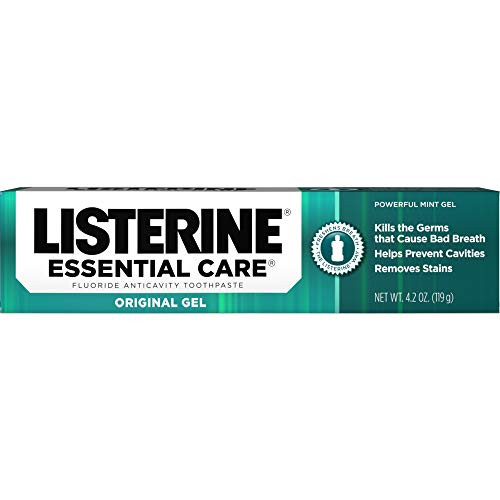 Listerine Essential Care Toothpaste Gel Original Powerful Mint 42 Ounce Value Pack of 4