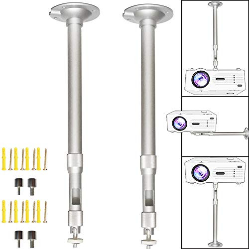 2 Pack Universal Extendable Projector Mount Height 14236 inch 360° Rotatable Angle Projector Drop Ceiling Mount Projector Wall Holder Silver for Projectors CCTV DVR Camera