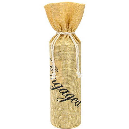 Burlap Wine Bag Jute Engaged Wine Bottle Gift Bags with Drawstring for Engagement Wedding Party Christmas Holiday