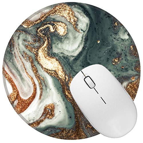 LESHIRY Mouse Pad Round Mouse Mat Cute Mouse Pad with Design NonSlip Rubber Base Mousepad with Stitched Edge Waterproof Office Mouse Pad Jade Golden Marble