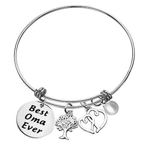 Grandma Bangle Grandmother Gifts Bracelet Best Oma Ever Bracelet Appreciation Gift For Grandma Grandparents Day Gift For Grandmother Bangle For Oma Grandmother Charm Adjustable Bracelet For Grandma