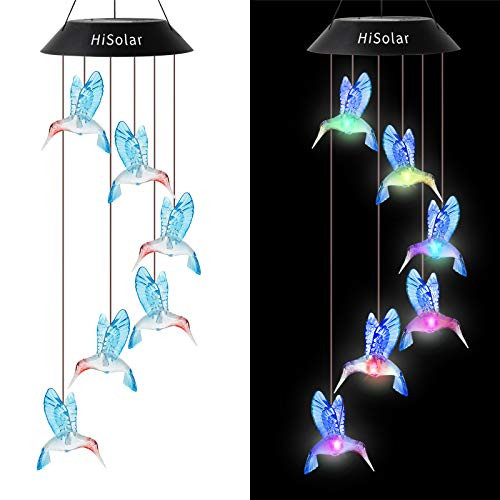 HiSolar Hummingbird Solar Wind Chime Color Changing Solar Mobile Light Waterproof LED Wind Chime Solar Powered Wind Mobile Colorful Light for Home Party Yard Garden DecorationBlue HiSolar Hummingbird Solar Wind Chime Color Changing Solar Mobile Light Waterproof LED Wind Chime Solar Powered Wind Mobile Colorful Light for Home Party Yard Garden DecorationBlue