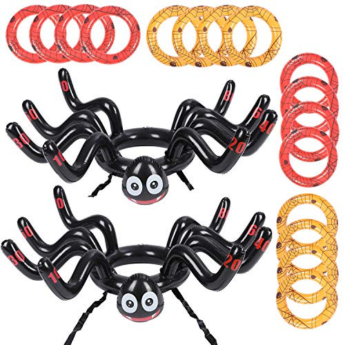 Voiiake Halloween Ring Toss Game Set Inflatable Spider Ring Toss Game for Kids Adults Perfect for Halloween Carnival School Party Favors