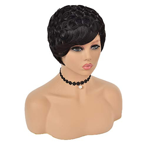 Short Curly Human Hair with Bangs Wigs Pixie Cut Wigs for Women Short Virgin Human Hair Wigs Natural Black Short Curly Human Hair with Bangs Wigs Pixie Cut Wigs for Women Short Virgin Human Hair Wigs Natural Black