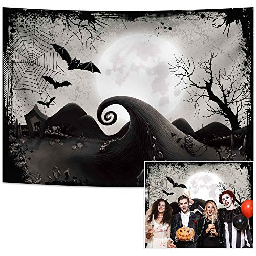 Haboke 5x7ft DurableSoft Fabric Halloween Backdrop for Photography Nightmare Party for Kids Photo Background Banner Decorations Booth Props