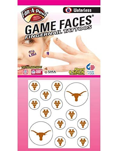 University of Texas UT Austin Longhorns  Waterless Peel  Stick Temporary Fingernail Tattoos  12 Fingernail Tattoos  2 Spirit Tattoos