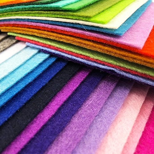 AiMay 50pcs Felt Fabric Pack Felt Squares Sheets for DIY Craft Assorted Colors 1mm Thickness (20cm x 30cm)