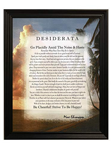 Solid Wood Framed Desiderata Poem by Max Ehrmann 10x12 Tropical Sunset Design