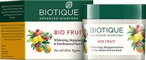 Biotique Bio Fruit Whitening Depigmentation tan removal Face Pack 75G265 FlOz I For Soft Smooth Youthful Tone And Texture I For All Skin Type Biotique Bio Fruit Whitening Depigmentation tan removal Face Pack 75G265 FlOz I For Soft Smooth Youthful Tone And Texture I For All Skin Type