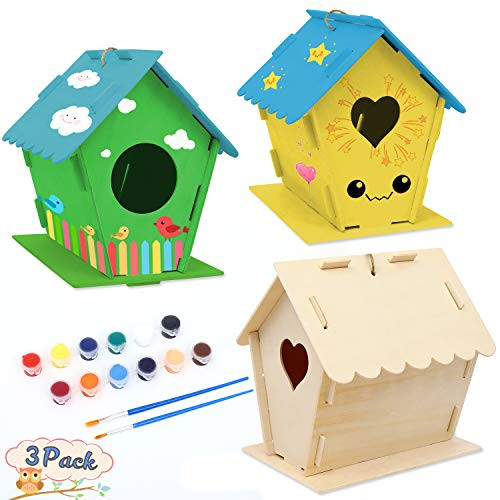Taquolu Crafts Bird House for Kid DIY Wooden Birdhouse 3 Pack Build and Paint Birdhouse with Paints and Brushes Educational Toys for Girls and Boys Ages 34 48 Taquolu Crafts Bird House for Kid DIY Wooden Birdhouse 3 Pack Build and Paint Birdhouse with Paints and Brushes Educational Toys for Girls and Boys Ages 34 48